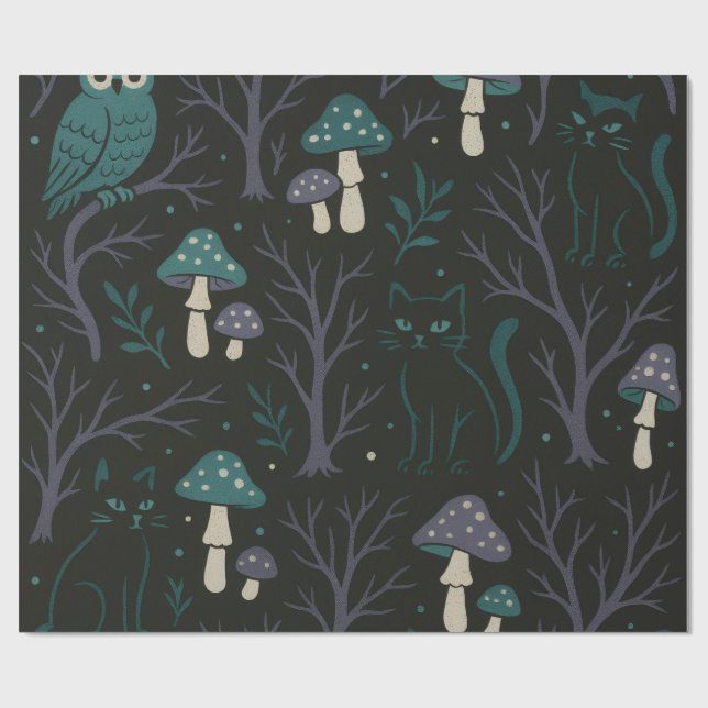 Enchanted Forest Halloween Pattern Wrapping Paper (Flat)