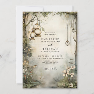 Enchanted Forest Hanging Lanterns Wedding Invitation
