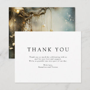 Enchanted Forest Hanging Lanterns Wedding Thank You Card