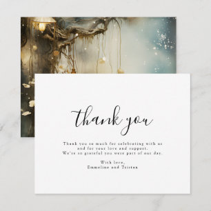 Enchanted Forest Hanging Lanterns Wedding Thank You Card