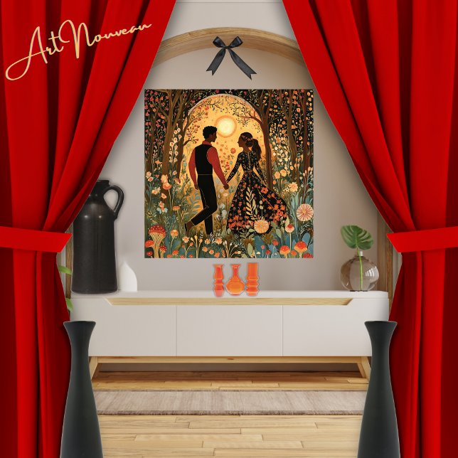 Enchanted Forest Happy Couple Morning Art Nouveau Poster (Creator Uploaded)