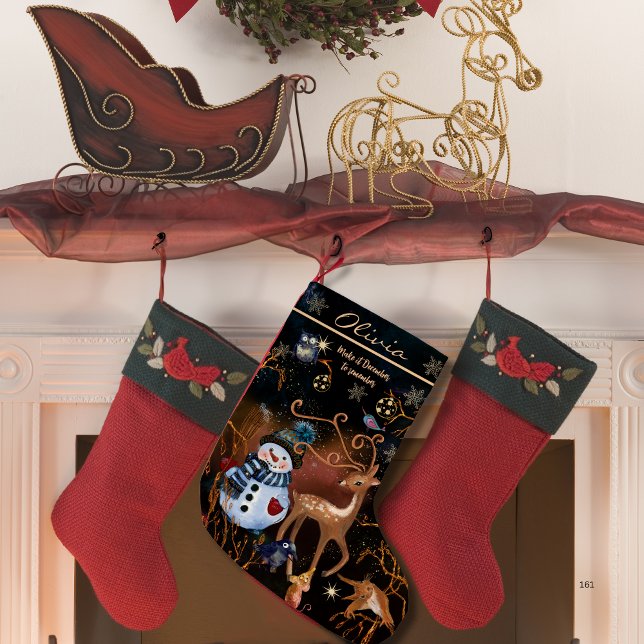 Enchanted Forest Holiday Stocking-Woodland Animals Small Christmas Stocking (Enchanted Forest Holiday Stocking -Woodland Animals)