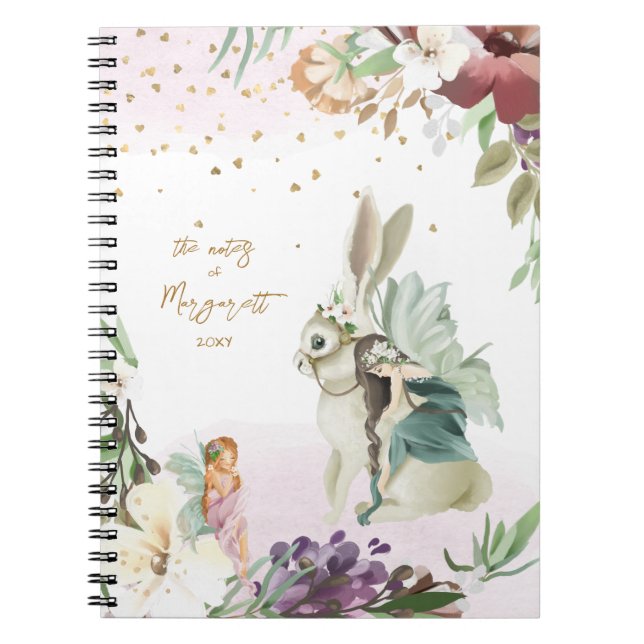Enchanted Forest Illustration Lovely Fairy Girl Notebook (Front)