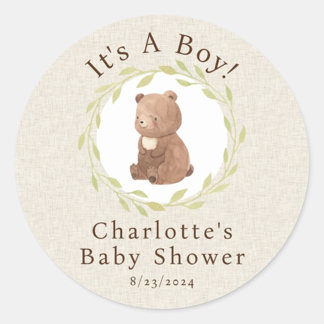 Enchanted Forest It's a Boy Classic Round Sticker (Front)