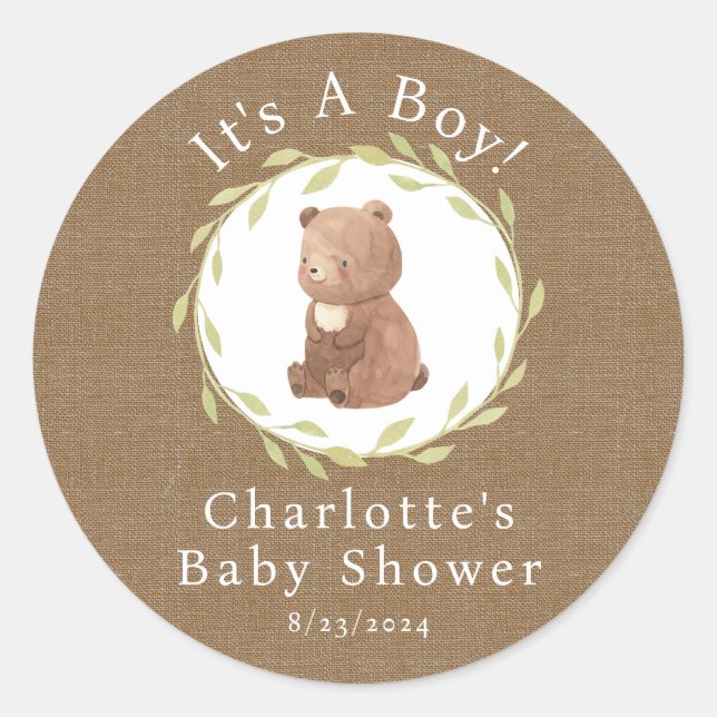 Enchanted Forest It's a Boy Classic Round Sticker (Front)