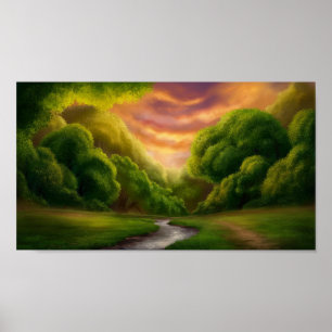 Enchanted Forest Landscape Poster