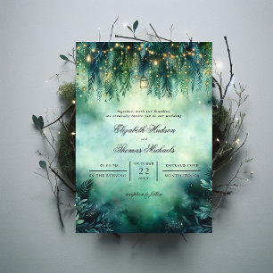 Enchanted Forest Lanterns Fairy Lights Wedding Invitation
