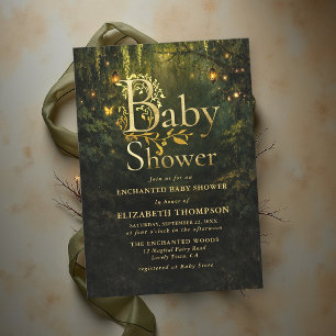Enchanted Forest Lanterns Fairytale Baby Shower Invitation