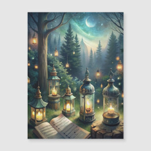 Enchanted Forest Lanterns Under Moonlight