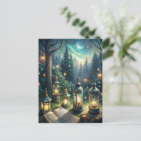 Enchanted Forest Lanterns Under Moonlight