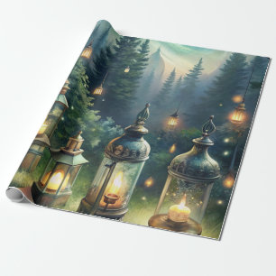 Enchanted Forest Lanterns Under Moonlight Wrapping Paper