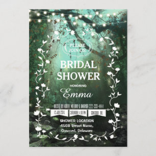 Enchanted Forest Lights Rustic Bridal Shower Invitation