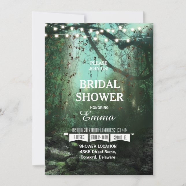 Enchanted Forest Lights Rustic Bridal Shower Invitation (Front)