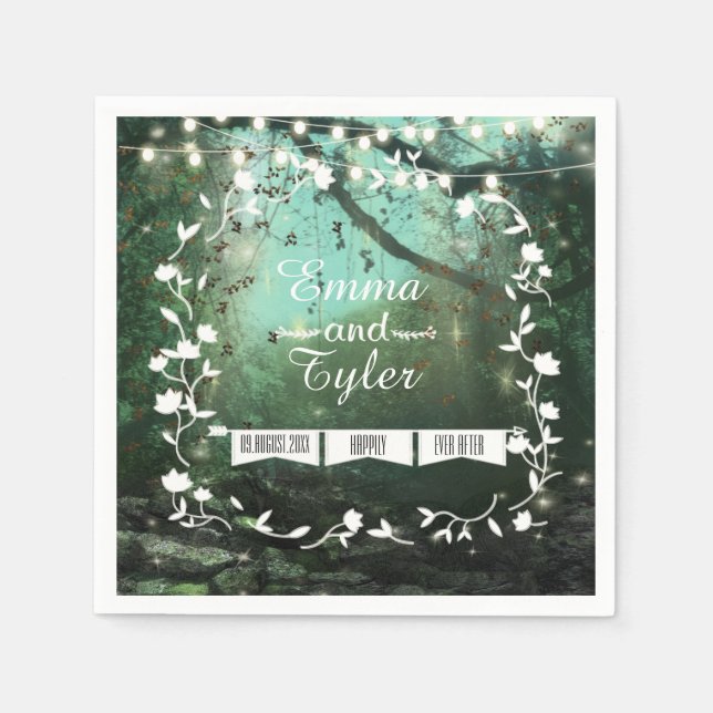Enchanted Forest Lights Rustic Wedding Napkins (Front)