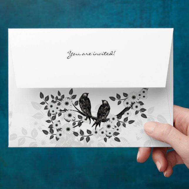 Enchanted Forest Love Bird Wedding Envelopes (Hand)