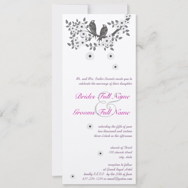 Enchanted Forest Love Bird Wedding Invitation (Front)