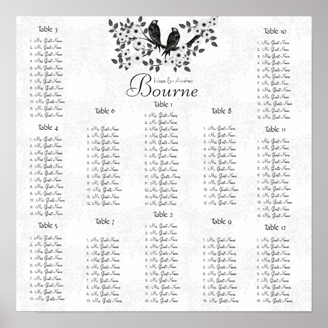 Enchanted Forest Love Bird Wedding Poster (Front)