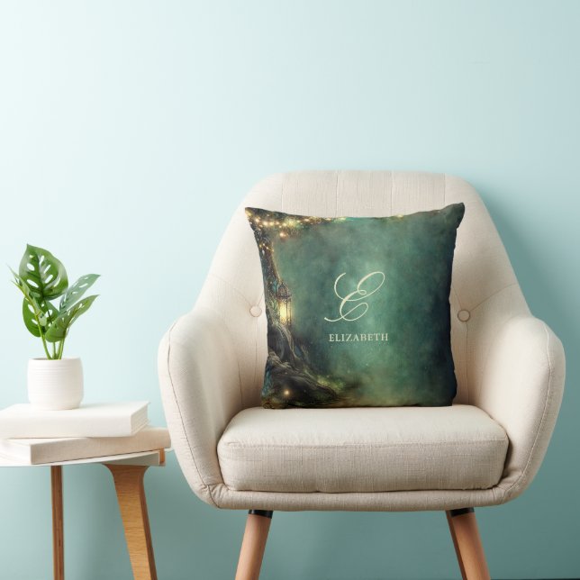 Enchanted Forest Magic Lanterns Fair Baby Monogram Cushion (Chair)