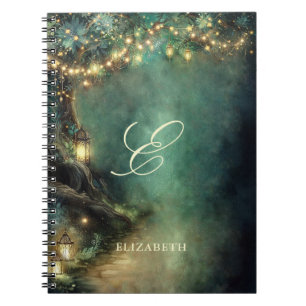 Enchanted Forest Magic Lanterns Fair Baby Monogram Notebook