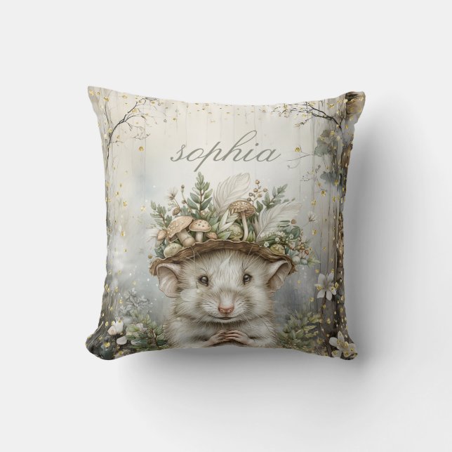 Enchanted Forest Magical Mouse Personalised Cushion (Front)