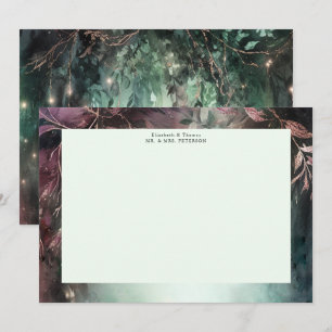 Enchanted Forest Magical Vines Gold Mauve Wedding Thank You Card