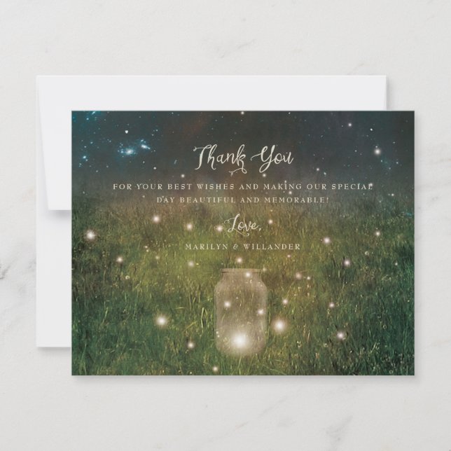 Enchanted Forest Mason Jar Rustic Thank You Card (Front)