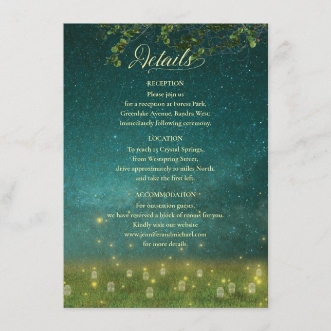 Enchanted Forest Mason Jar Rustic Wedding Enclosure Card (Front)