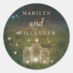 Enchanted Forest Mason Jar Wedding Round Sticker