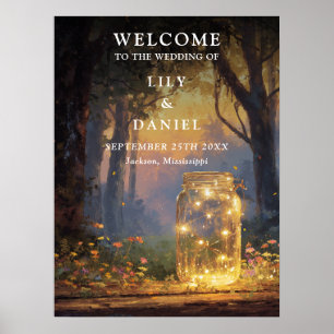 Enchanted Forest Mason Jar Wedding Welcome Sign