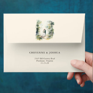 Enchanted Forest Modern Greenery Wedding Envelope 