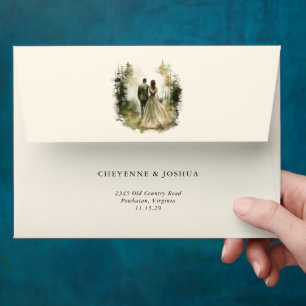 Enchanted Forest Modern Greenery Wedding Envelope