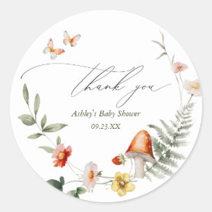 Enchanted Forest Mushroom Baby Shower Classic Round Sticker