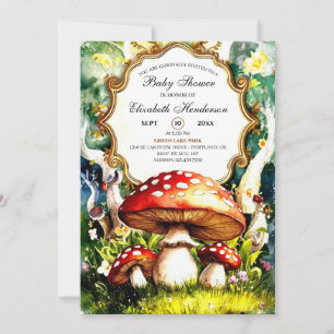 Enchanted Forest Mushroom Baby Shower Invitation