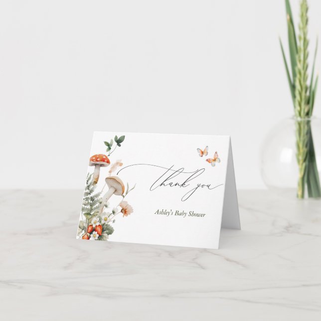 Enchanted Forest Mushroom Baby Shower Thank You Card (Front)