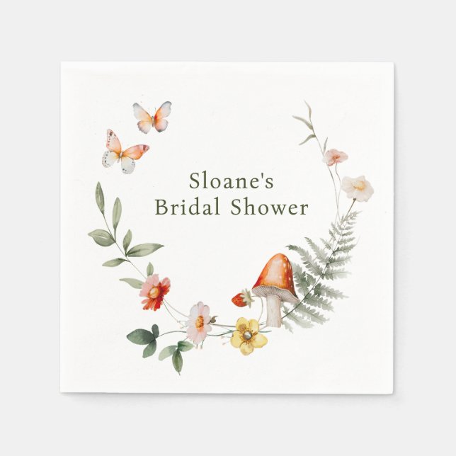 Enchanted Forest Mushroom Bridal Shower Napkin (Front)