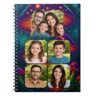 Enchanted Forest Mushroom Family Collage Notebook