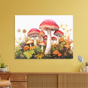 Enchanted Forest Mushroom Meadow Canvas Print
