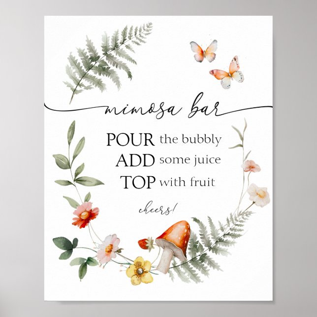 Enchanted Forest Mushroom Mimosa Bar Poster (Front)
