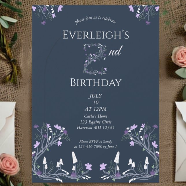 Enchanted Forest Mushroom Second Birthday Invitation (Creator Uploaded)