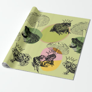 Enchanted Forest Mushrooms and Frogs Custom Wrapping Paper