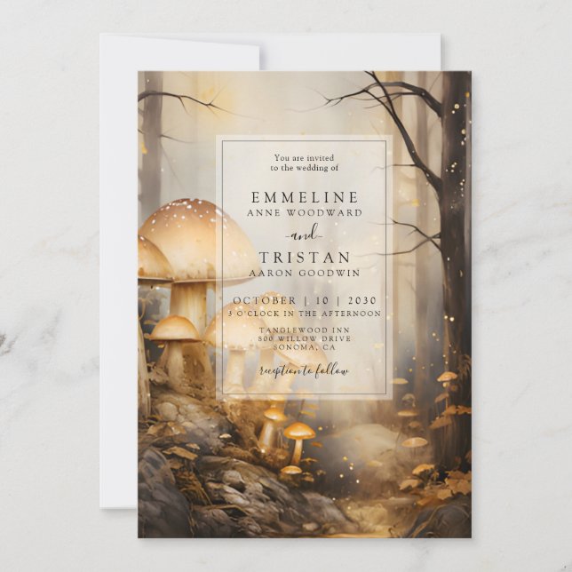 Enchanted Forest Mushrooms Wedding Invitation (Front)