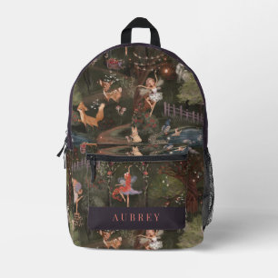 Enchanted Forest Night Woodland Animals Fairies Printed Backpack