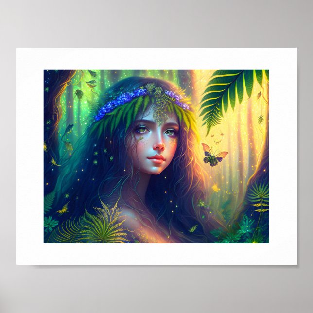 Enchanted Forest Nymph Digital Art Poster (Front)