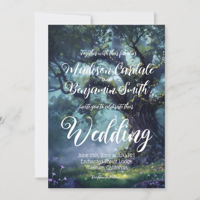 Enchanted Forest Oak Tree Fairy Lights Invitation (Front)