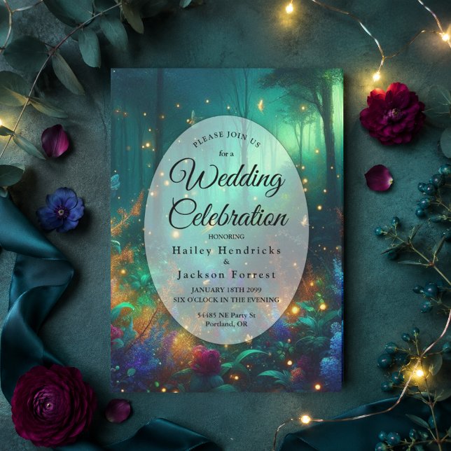Enchanted Forest of Radiant Jewels Wedding Invitation (Creator Uploaded)