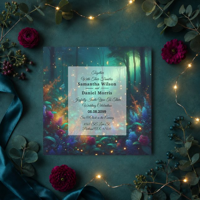 Enchanted Forest of Radiant Jewels Wedding Invitation (Creator Uploaded)