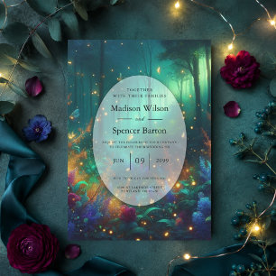 Enchanted Forest of Radiant Jewels Wedding Invitation