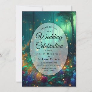 Enchanted Forest of Radiant Jewels Wedding Invitation