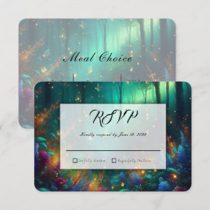 Enchanted Forest of Radiant Jewels Wedding RSVP Card