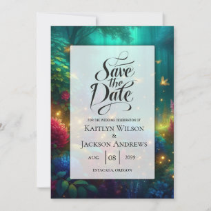 Enchanted Forest of Radiant Jewels Wedding Save The Date